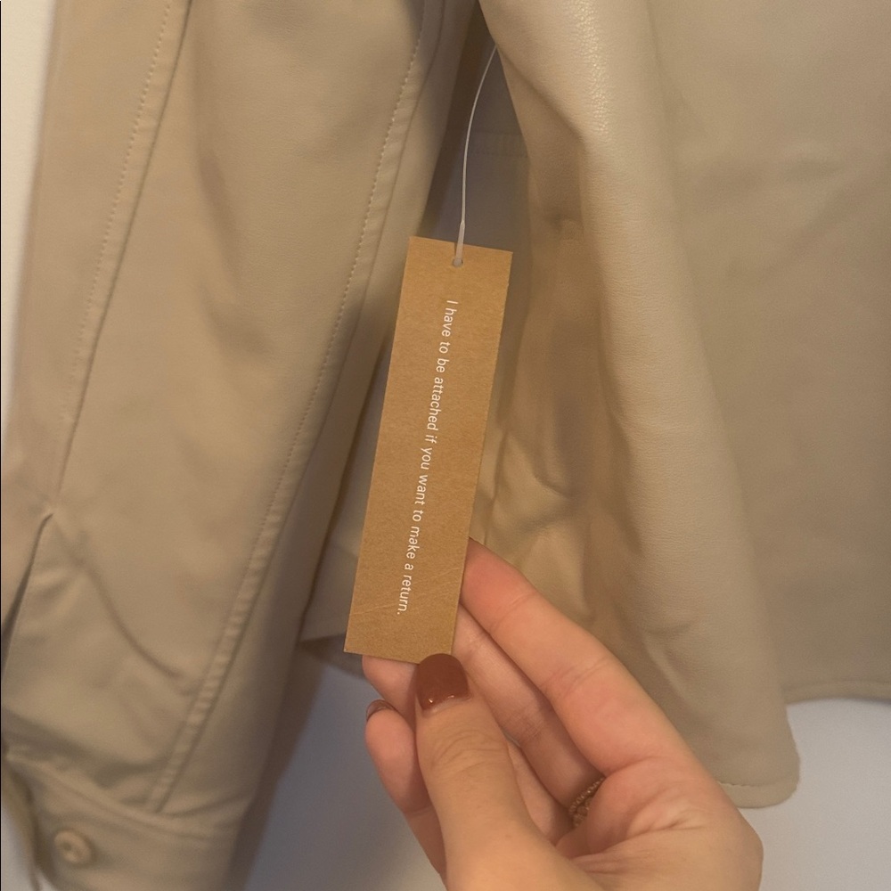 Vegan Leather Shirt in Sand (NWT) - Picture 6 of 7